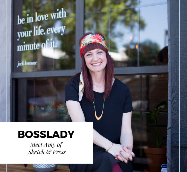 Bosslady Amy of Sketch and Press in front of her store in Redding, CA